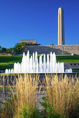 Royalty-Free and Rights-Managed Images - Kansas City Union Station Fountain Under the War Memorial by Gregory Ballos