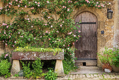 Roses Photos - Lacock Abbey Courtyard Door by Adam Romanowicz