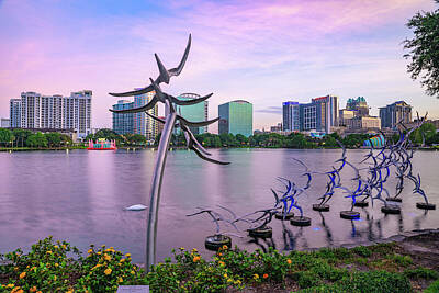 Royalty-Free and Rights-Managed Images - Lake Eola Sunset and Orlando Skyline by Gregory Ballos