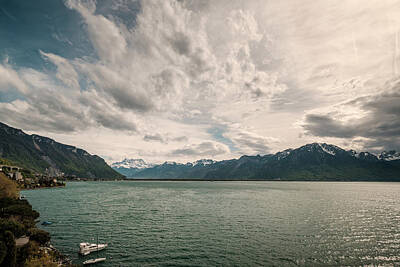 Coffee - Lake Geneva and snow capped mountains in Switzerland by Jon Ingall