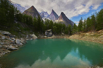Mountain Digital Art - Lake Verde in the Alps II by Jon Glaser