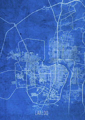 Cities Mixed Media Royalty Free Images - Laredo Texas City Street Map Blueprints Royalty-Free Image by Design Turnpike