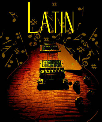 Rock And Roll Digital Art - Latin Guitar Music Notes by Guitarwacky Fine Art