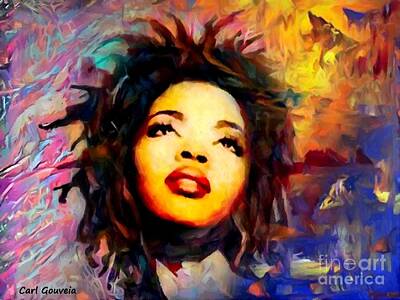 Recently Sold - Impressionism Mixed Media - Lauryn Hill by Carl Gouveia