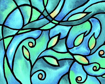 Royalty-Free and Rights-Managed Images - Leaves And Curves Art Nouveau Style II by Irina Sztukowski