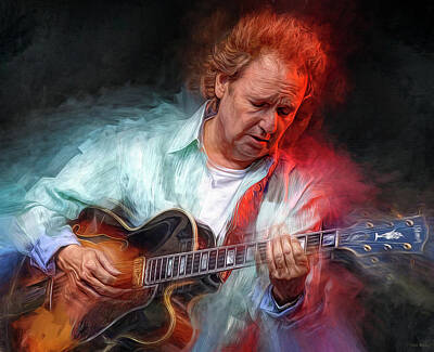 Musicians Mixed Media Rights Managed Images - Lee Ritenour Royalty-Free Image by Mal Bray