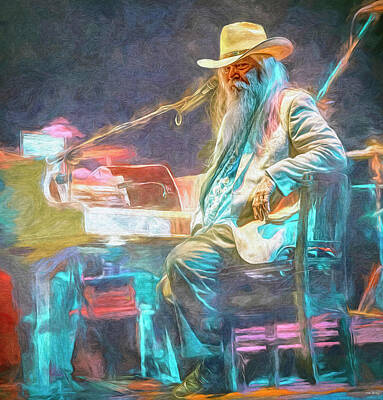 Musicians Mixed Media - Leon Russell by Mal Bray