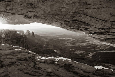 Cabin Signs Royalty Free Images - Light Under the Mesa Arch - Moab Utah Sepia Royalty-Free Image by Gregory Ballos