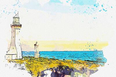 Theater Architecture - Lighthouse, watercolor, c2019, by Adam Asar - 3 by Celestial Images