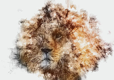 Animals Paintings - Lion King - 01 by AM FineArtPrints