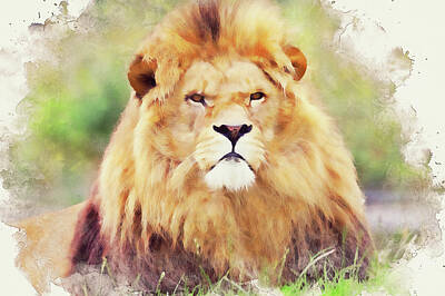Animals Paintings - Lion King - 10 by AM FineArtPrints