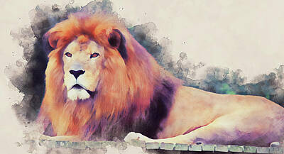 Animals Paintings - Lion King - 11 by AM FineArtPrints