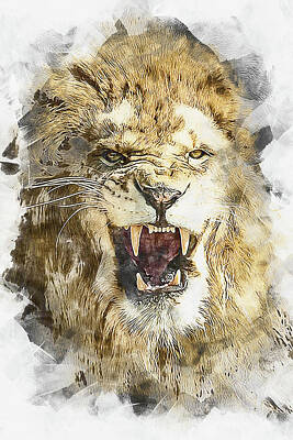 Animals Paintings - Lion King - 20 by AM FineArtPrints