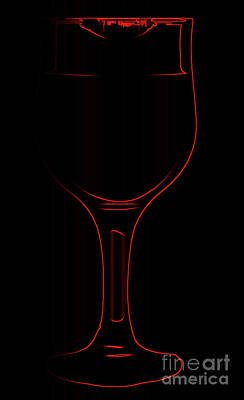 Wine Digital Art Royalty Free Images - Lipstick On Red Outline Wine Glass Royalty-Free Image by Bigalbaloo Stock