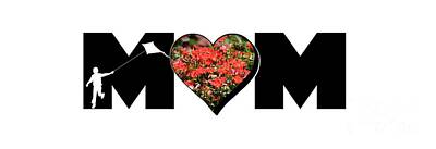 Roses Photos - Little Boy Silhouette in Mom Big Letter with Cluster of Red Roses in Heart by Colleen Cornelius