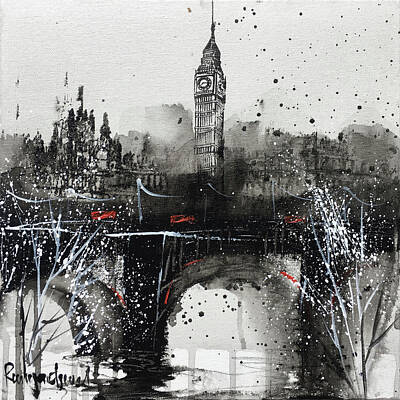London Skyline Paintings - London Cityscape C01N01 by Irina Rumyantseva