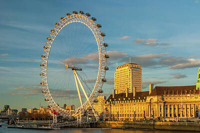 London Skyline Royalty-Free and Rights-Managed Images - London Eye and the River Thames by David Ross