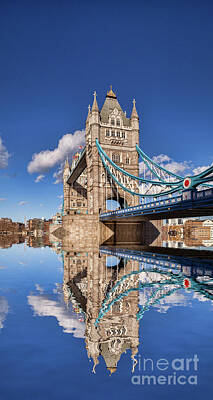Hipster Animals Royalty Free Images - London Tower Bridge Reflection Royalty-Free Image by Colin and Linda McKie