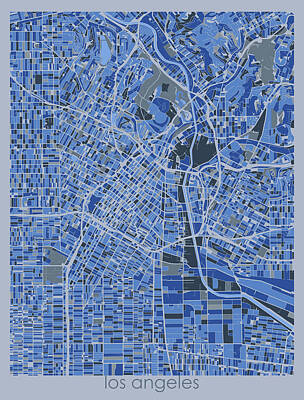 Cities Digital Art - Los Angeles Map Retro 5 by Bekim M