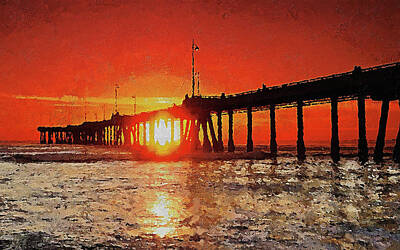 City Scenes Paintings - Los Angeles, Venice Beach - 03 by AM FineArtPrints