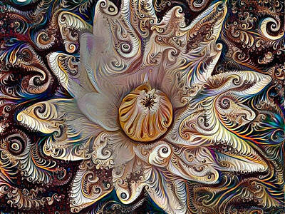 Abstract Flowers Digital Art Royalty Free Images - Lotus flower Royalty-Free Image by Bruce Rolff
