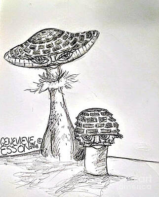 Fantasy Drawings Rights Managed Images - Magic Mushroom Royalty-Free Image by Genevieve Esson