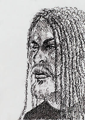 City Scenes Drawings - Man with Dreads by Robert Yaeger