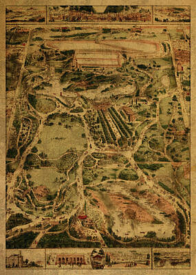 Cities Mixed Media - Map of New York City Central Park 1860 by Design Turnpike