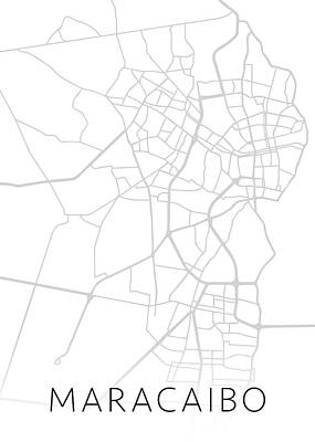 Multichromatic Abstracts - Maracaibo City Map Black and White Street Series by Design Turnpike