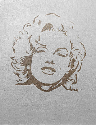Actors Royalty-Free and Rights-Managed Images - Marilyn Monroe Gold on Silver by Masha Batkova