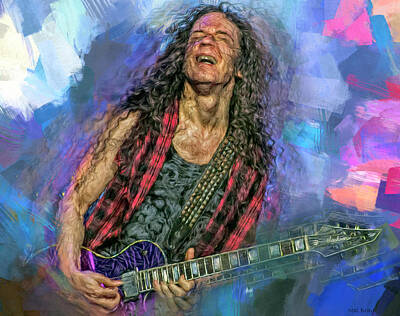 Musicians Mixed Media - Marty Friedman Musician by Mal Bray