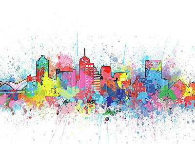 Rock And Roll Digital Art - Memphis Skyline Artistic by Bekim M
