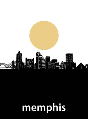 Rock And Roll Royalty-Free and Rights-Managed Images - Memphis Skyline Minimalism by Bekim M