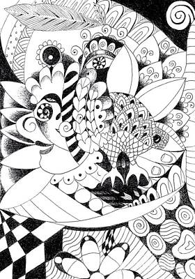 Abstract Flowers Drawings - Metamorphosis by Helena Tiainen