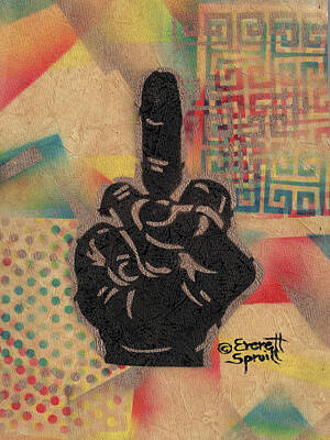 Cities Mixed Media Royalty Free Images - Middle Finger - C Royalty-Free Image by Everett Spruill