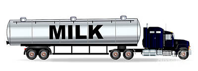Food And Beverage Digital Art - Milk Tanker Truck by Bigalbaloo Stock