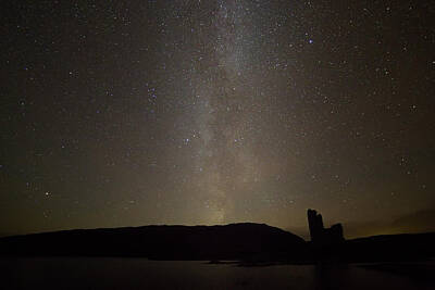 Black And White Beach Royalty Free Images - Milky Way over Ardvreck Castle Royalty-Free Image by Derek Beattie