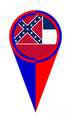 Stocktrek Images - Mississippi Map Pointer Location Flag by Bigalbaloo Stock