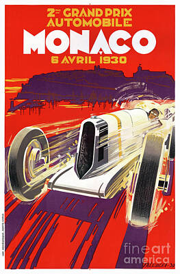 Sports Drawings - Monaco Vintage Travel Poster Restored by Vintage Treasure