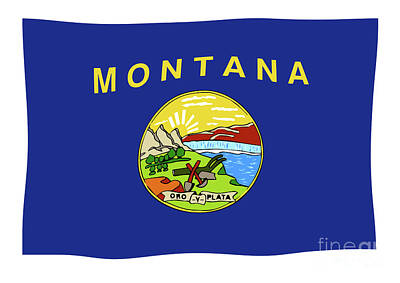 Laundry Room Signs - Montana State Flag Waving by Bigalbaloo Stock