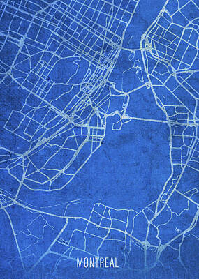 City Scenes Mixed Media - Montreal Quebec City Street Map Blueprints by Design Turnpike