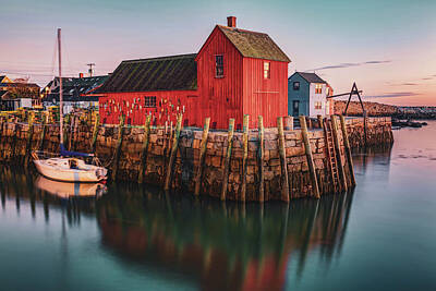 Landmarks Photos - Motif #1 Fishing Shack - Rockport Massachusetts at Sunrise by Gregory Ballos