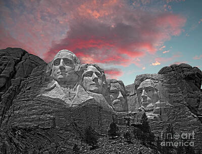 Politicians Photo Royalty Free Images - Mount Rushmore American Sky Royalty-Free Image by Lone Palm Studio
