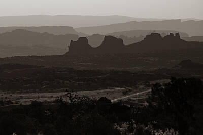 Mountain Royalty-Free and Rights-Managed Images - Mountain Layers of Moab Utah - Classic Sepia by Gregory Ballos