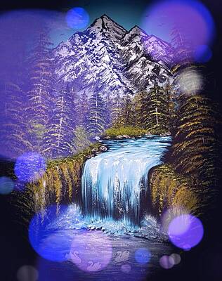 Mountain Paintings - Mountain views so beautiful blue stardust dark by Angela Whitehouse