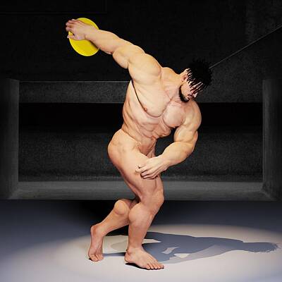 Nudes Digital Art - Muscled Discobolus by Joaquin Abella