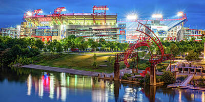 Landmarks Photos - Nashville Tennessee Football Stadium Panoramic by Gregory Ballos