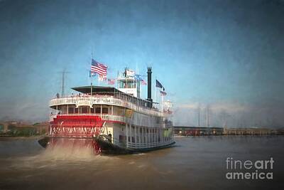 Transportation Digital Art Rights Managed Images - Natchez steamboat in New Orleans Royalty-Free Image by Patricia Hofmeester