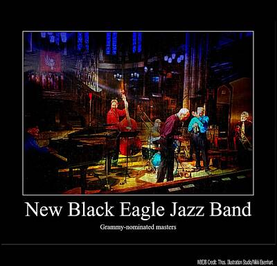 Jazz Mixed Media - New Black Eagle Jazz Band - Herb Jesse Bill Billy Jeff Stan by Marshall Thomas