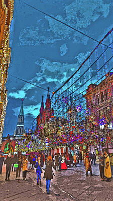 Travel Pics Royalty-Free and Rights-Managed Images - Nikolskaya Street. Red Square.  Evening was approaching. by Andy i Za